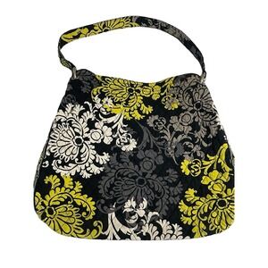 Vera Bradley Baroque Shoulder Tote Bag Black Gray Yellow White Print Women's OS